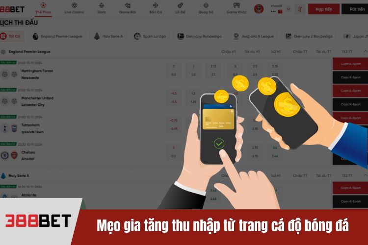 Cách kiếm tiền dễ dàng cùng trang cá độ bóng đá 388BET